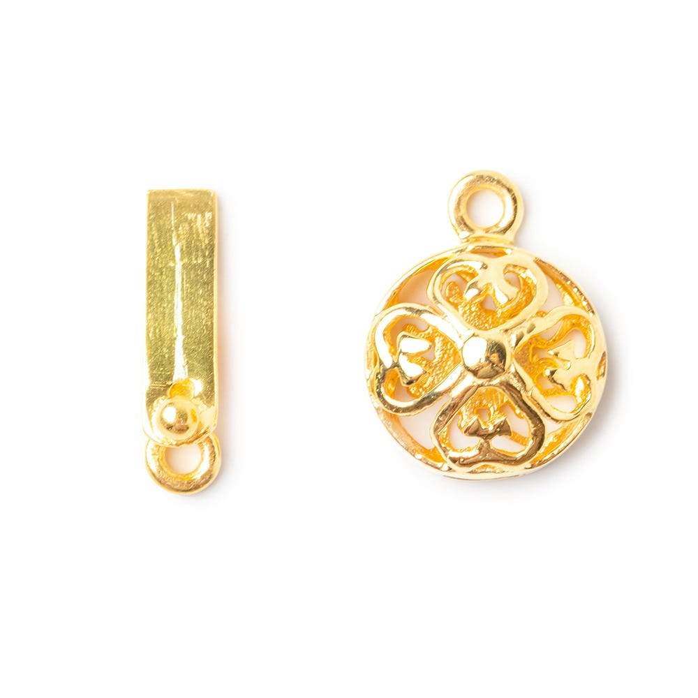 14mm Vermeil Box Clasp with 4 Leaf Clover Design 1 finding (ONLINE ORDER ONLY)