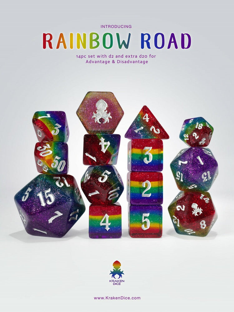 Rainbow Road 14pc Dice Set Benefiting The Trevor Project (ONLINE ORDER ONLY)