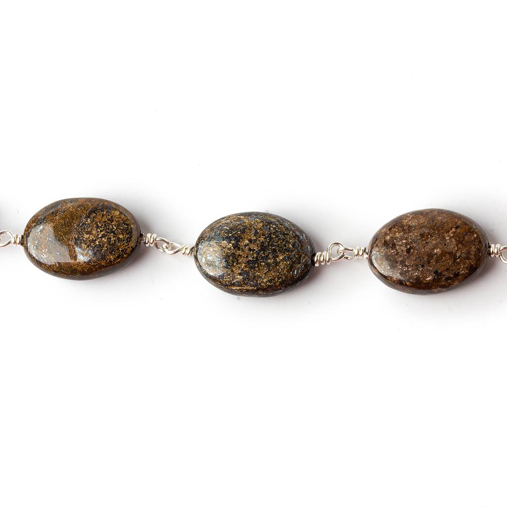 14x10mm Bronzite plain oval .925 Silver Chain by the foot 17 pieces (ONLINE ORDER ONLY)