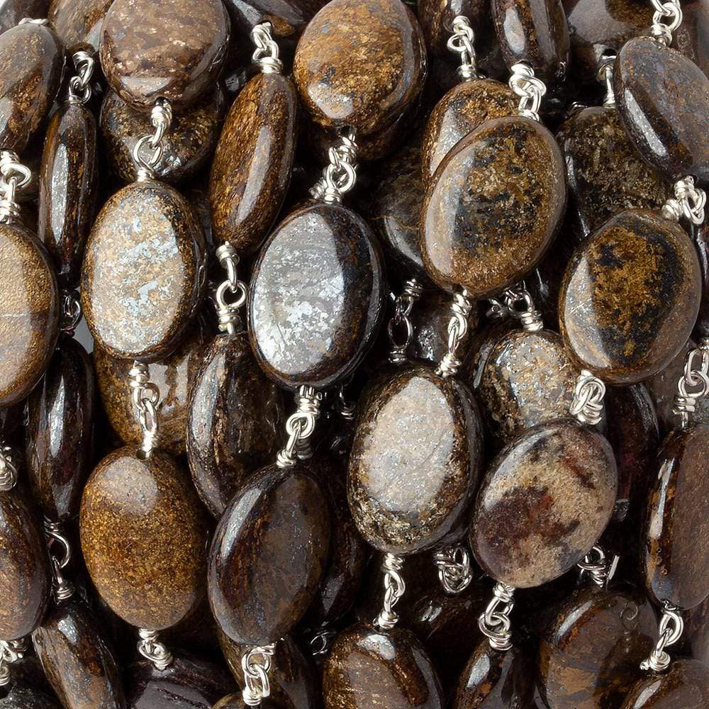 14x10mm Bronzite plain oval .925 Silver Chain by the foot 17 pieces (ONLINE ORDER ONLY)