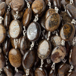 14x10mm Bronzite plain oval .925 Silver Chain by the foot 17 pieces (ONLINE ORDER ONLY)