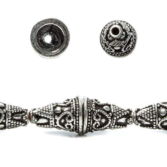 14x10mm Sterling Silver Plated Copper Cone Granulated Bali *DISCONTINUED* (ONLINE ORDER ONLY)