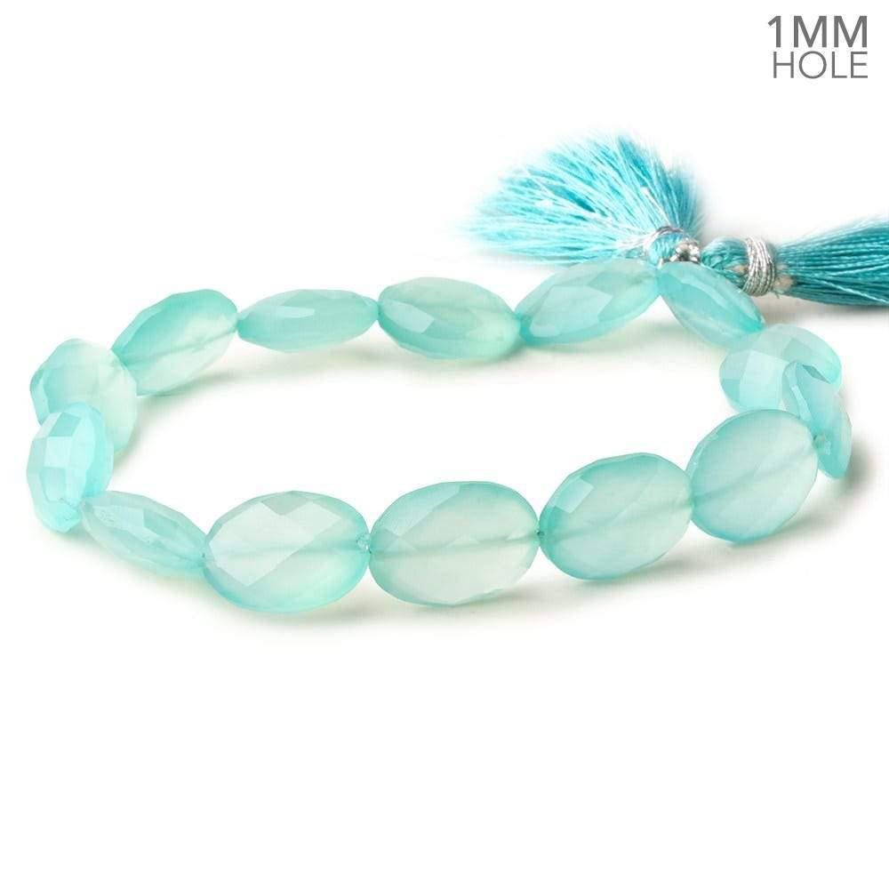 14x11mm Seafoam Blue Chalcedony straight drilled faceted ovals 8 inch 13pcs