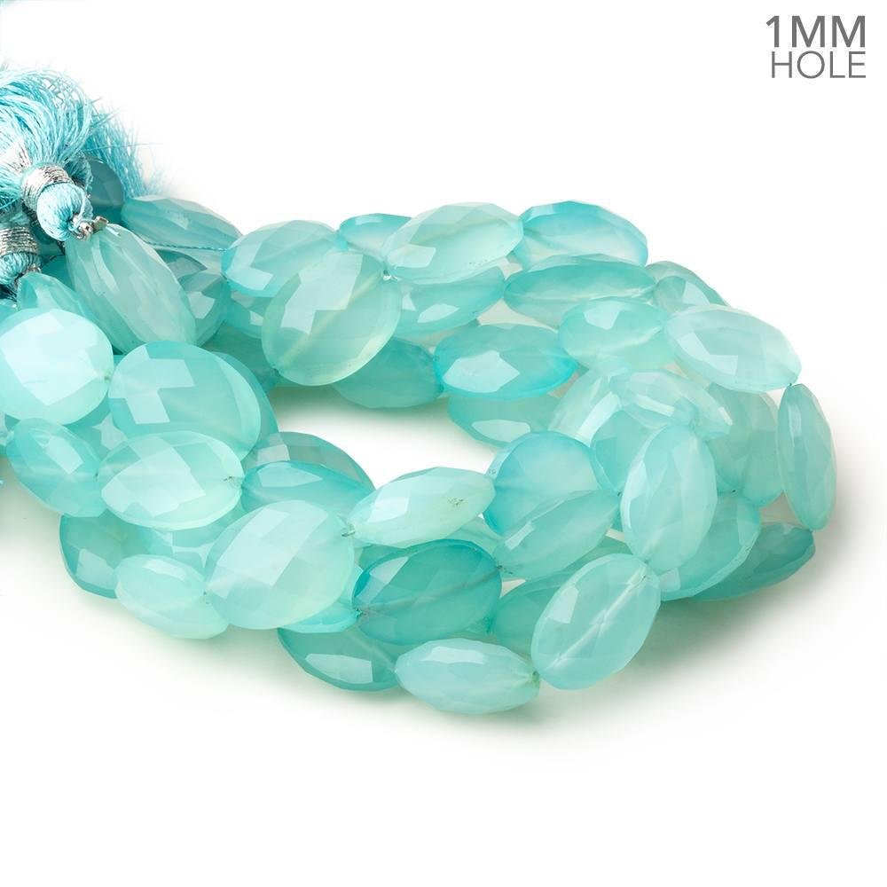 14x11mm Seafoam Blue Chalcedony straight drilled faceted ovals 8 inch 13pcs