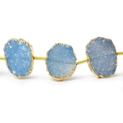 14x11-16x12mm Gold Leafed Santorini Blue Drusy Strand 8 inch 11 pieces (ONLINE ORDER ONLY)