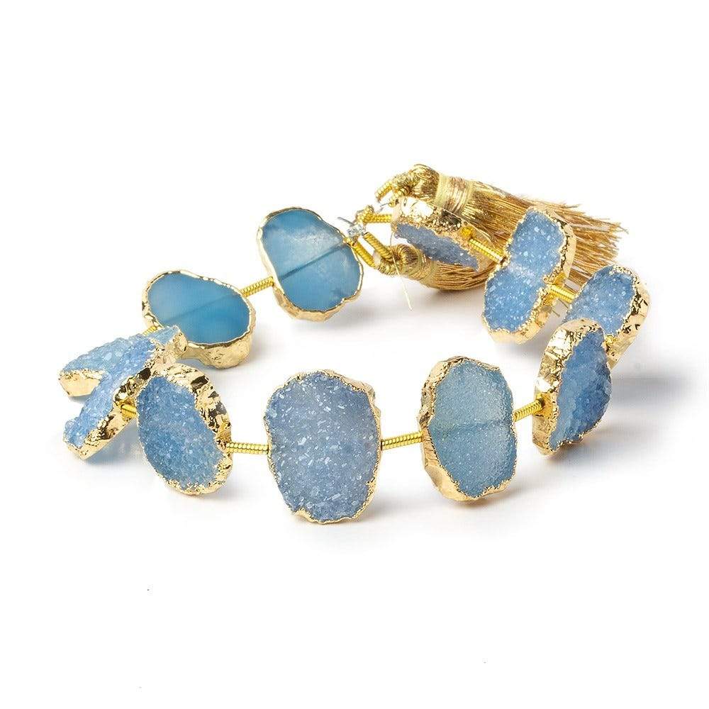 14x11-16x12mm Gold Leafed Santorini Blue Drusy Strand 8 inch 11 pieces (ONLINE ORDER ONLY)