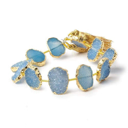 14x11-16x12mm Gold Leafed Santorini Blue Drusy Strand 8 inch 11 pieces (ONLINE ORDER ONLY)