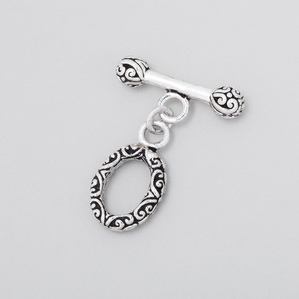 14x11mm Antiqued Sterling Silver Toggle Bali Design 1 piece (ONLINE ORDER ONLY)