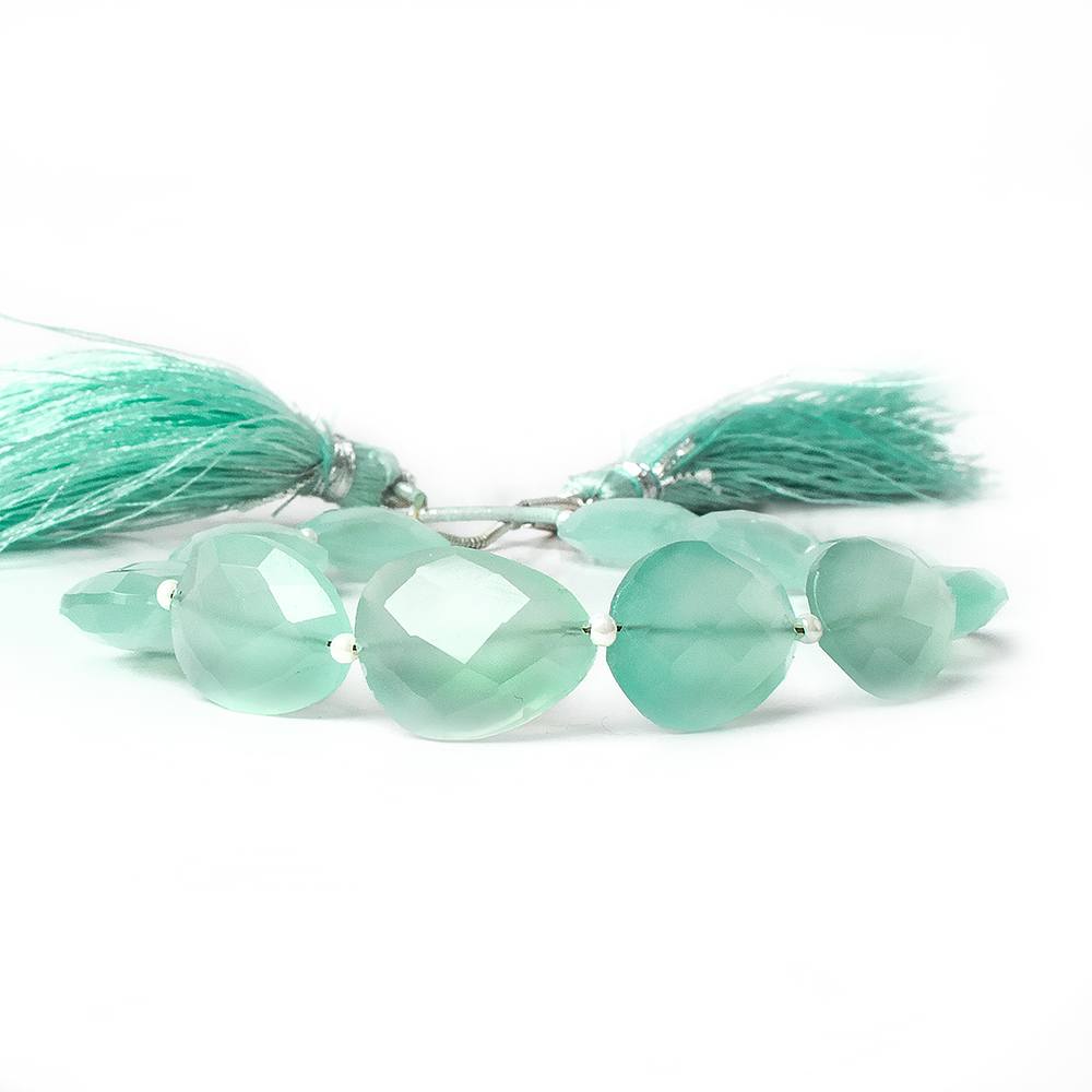 14x12mm Sea Blue Chalcedony straight drilled faceted nugget beads 8 inch 14 pieces A (ONLINE ORDER ONLY)