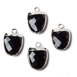 14x12mm Silver Leafed Black Chalcedony Half Oval Pendant 1 focal bead (ONLINE ORDER ONLY)