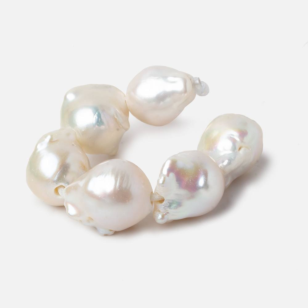 14x17-15x19mm White Ultra Baroque 2.5mm Large Hole Freshwater Pearls 4 inch 6 pieces A (ONLINE ORDER ONLY)