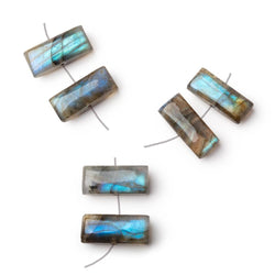 14x6mm Labradorite Plain Rectangle Focal Set of 2 Beads (ONLINE ORDER ONLY)