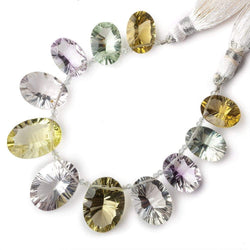 14x9-18x12mm Multi-gemstone Concave Faceted Oval Beads 11 pieces AAA (ONLINE ORDER ONLY)