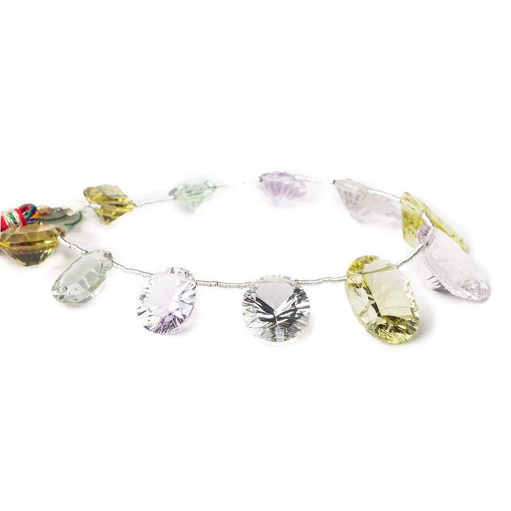 14x9-18x12mm Multi-gemstone Concave Faceted Oval Beads 11 pieces AAA (ONLINE ORDER ONLY)