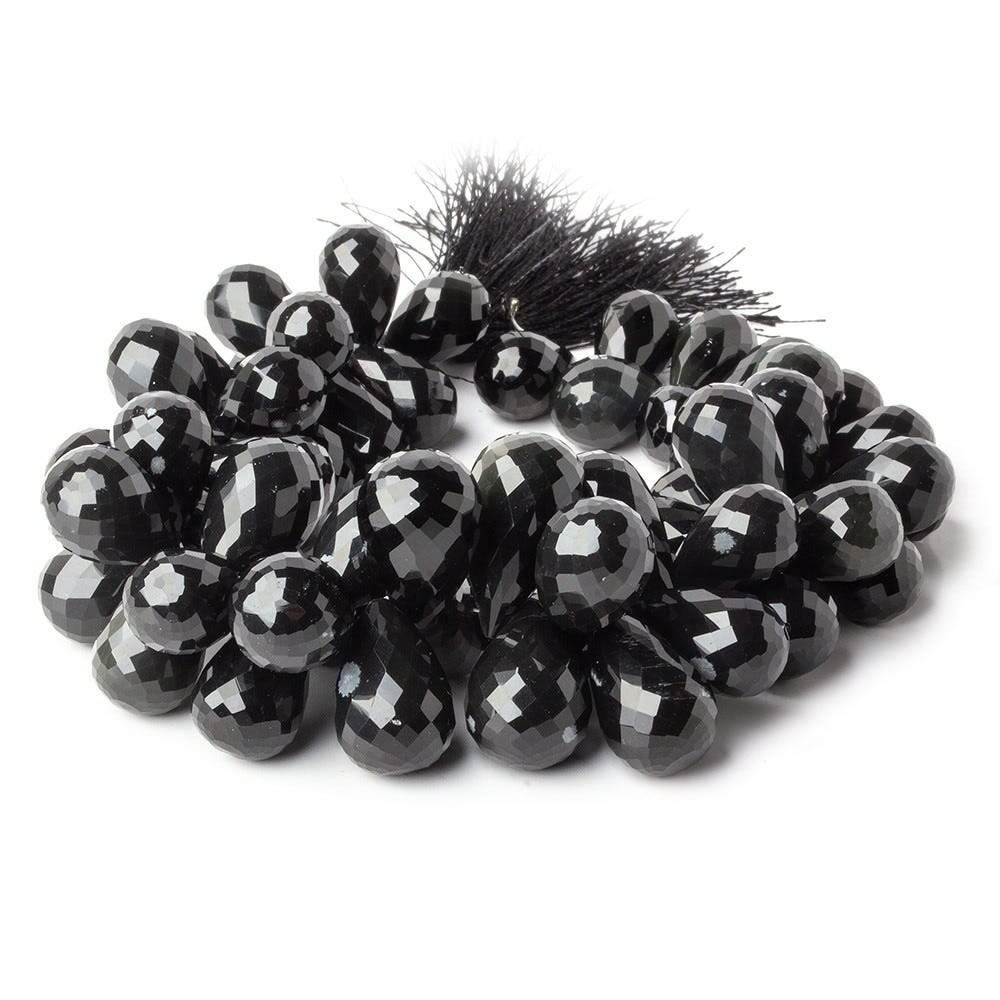 14x9-21x11mm Snowflake and Rainbow Obsidian Faceted Teardrops 8.5 inch 60 beads AA (ONLINE ORDER ONLY)