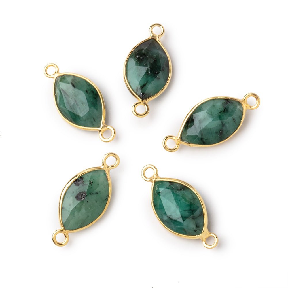 14x9mm Vermeil Bezel Emerald Faceted Marquise Connector 1 piece (ONLINE ORDER ONLY)