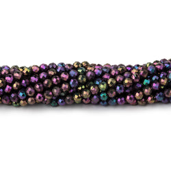 3mm Mystic Purple Peacock Black Spinel micro-faceted round beads 13.5 inch 135 pcs (ONLINE ORDER ONLY)
