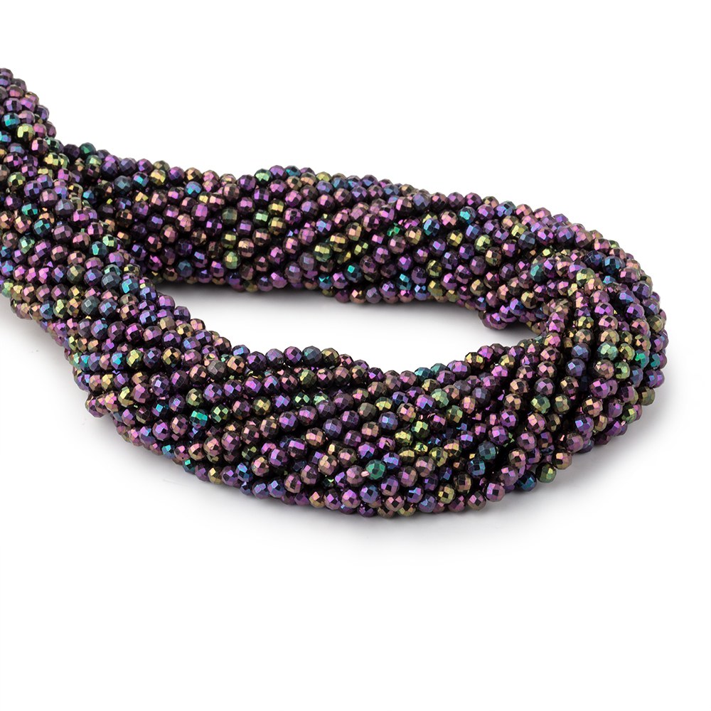 3mm Mystic Purple Peacock Black Spinel micro-faceted round beads 13.5 inch 135 pcs (ONLINE ORDER ONLY)