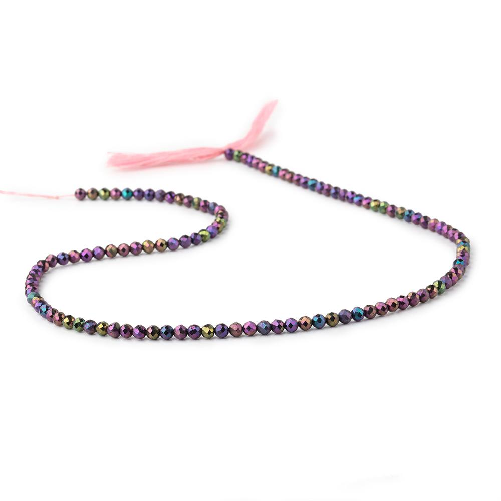 3mm Mystic Purple Peacock Black Spinel micro-faceted round beads 13.5 inch 135 pcs (ONLINE ORDER ONLY)