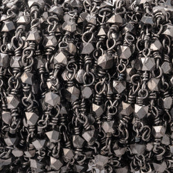 3mm Black Gold plated Copper Faceted Nuggets on Black Gold plated Chain