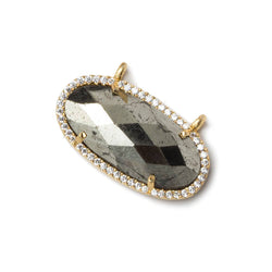 27x13mm Vermeil Bezeled CZ & Pyrite Oval East West Connector 1 pc