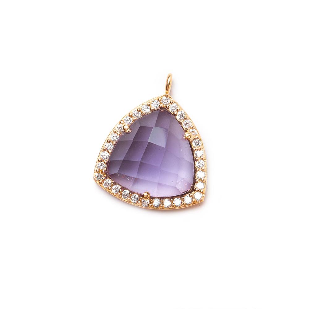 15.5mm Rose Gold CZ Bezel Purple Hydro Quartz Faceted Triangle Pendant 1 piece (ONLINE ORDER ONLY)