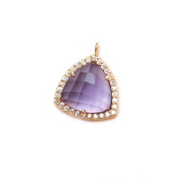 15.5mm Rose Gold CZ Bezel Purple Hydro Quartz Faceted Triangle Pendant 1 piece (ONLINE ORDER ONLY)