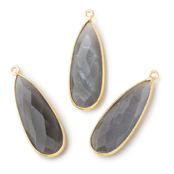 32x12mm Vermeil Bezeled Platinum Grey Moonstone Pear Pendant 1 piece