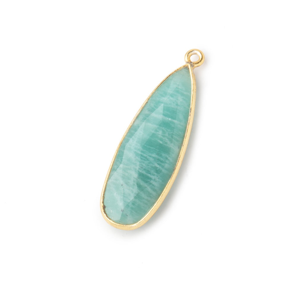 32x12mm Vermeil Bezeled Amazonite Pear Pendant 1 piece (ONLINE ORDER ONLY)