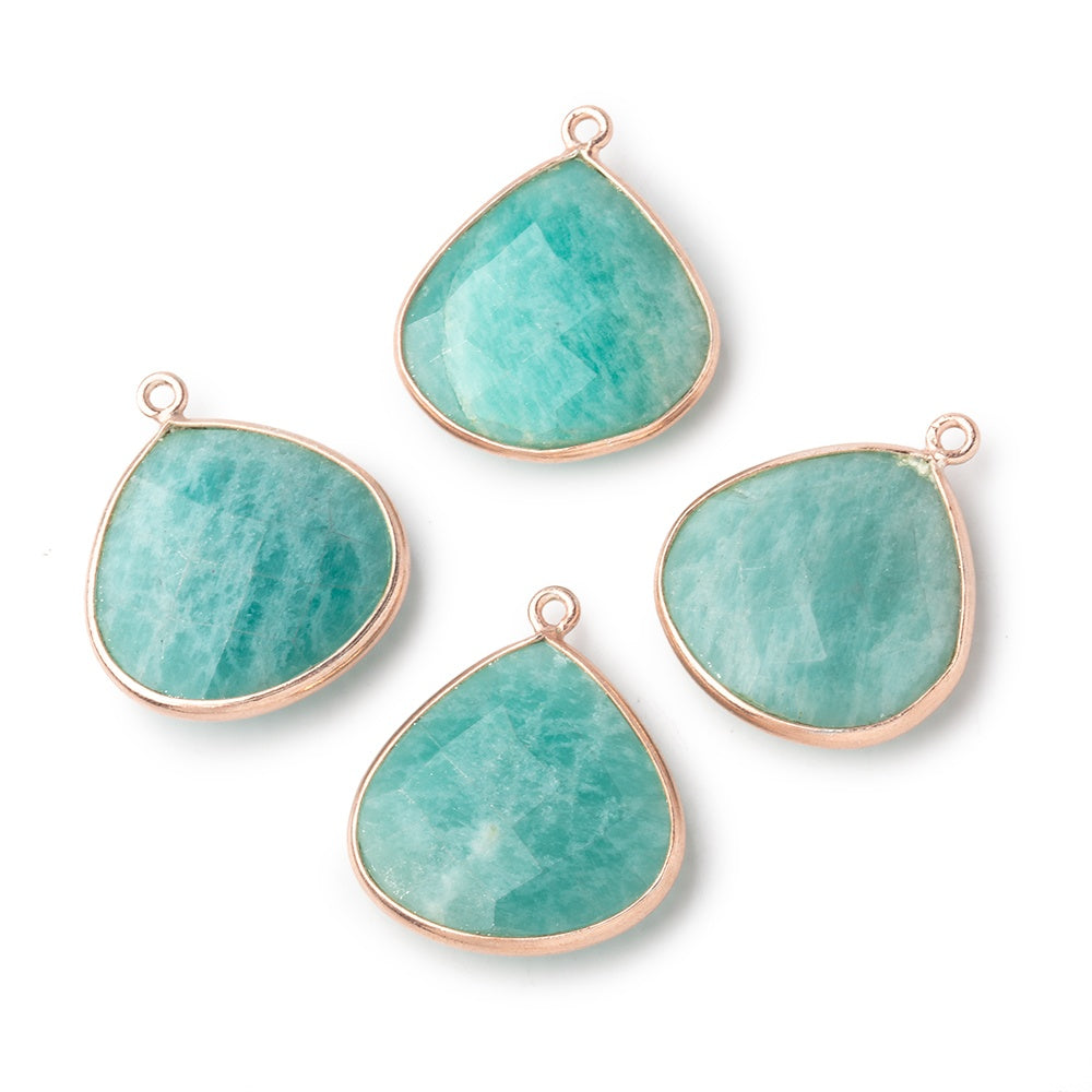 22mm Rose Gold Bezel Amazonite Heart Pendant 1 piece (ONLINE ORDER ONLY)
