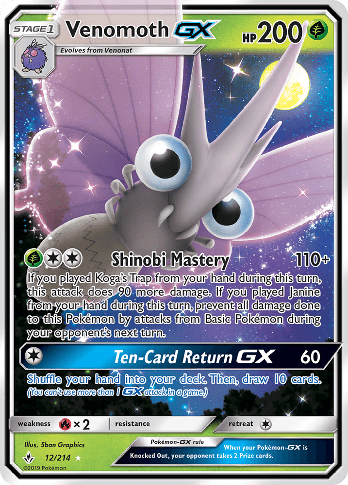 Venomoth GX (12/214) [Sun & Moon: Unbroken Bonds] (Online Only)