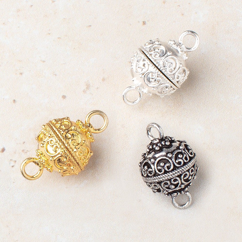 15mm Bali Design Round Magnetic Clasp 1 piece (ONLINE ORDER ONLY)