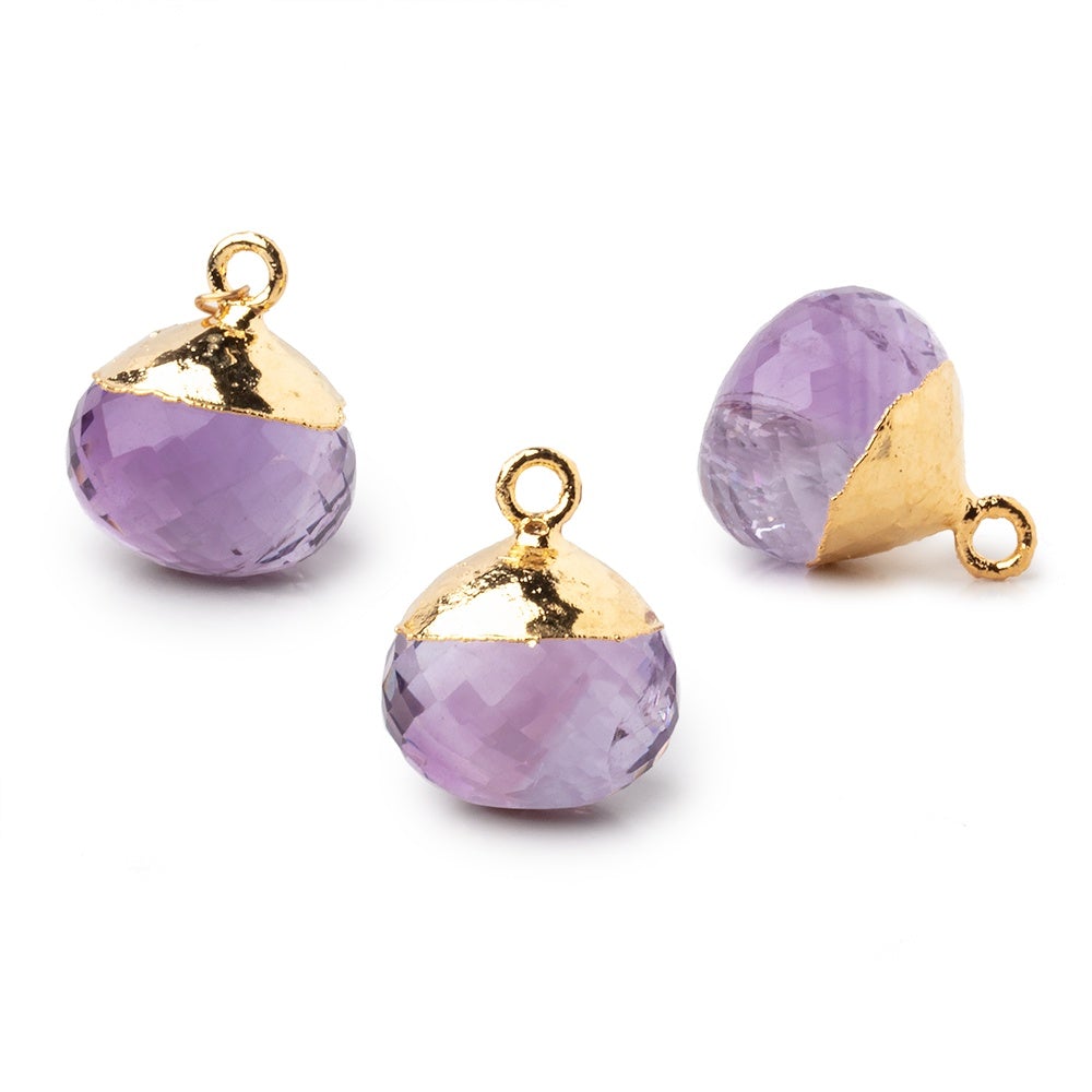 15mm Gold Leafed Pink Amethyst Faceted Candy Kiss Focal Bead 1 piece (ONLINE ORDER ONLY)
