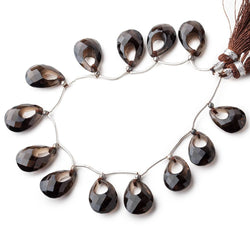 15x10-16x11mm Smoky Quartz Center Void Faceted Pears 7 inch 13 Beads (ONLINE ORDER ONLY)