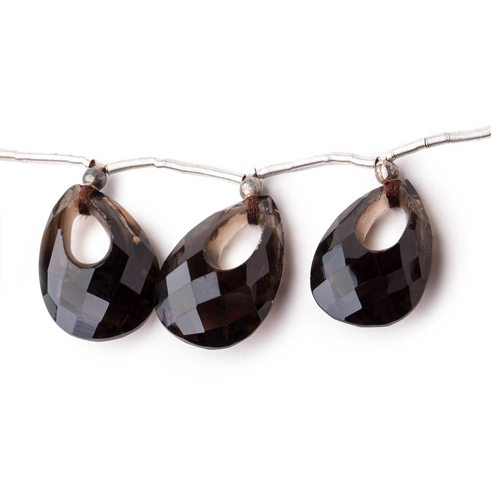 15x10-16x11mm Smoky Quartz Center Void Faceted Pears 7 inch 13 Beads (ONLINE ORDER ONLY)