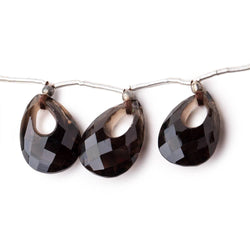15x10-16x11mm Smoky Quartz Center Void Faceted Pears 7 inch 13 Beads (ONLINE ORDER ONLY)