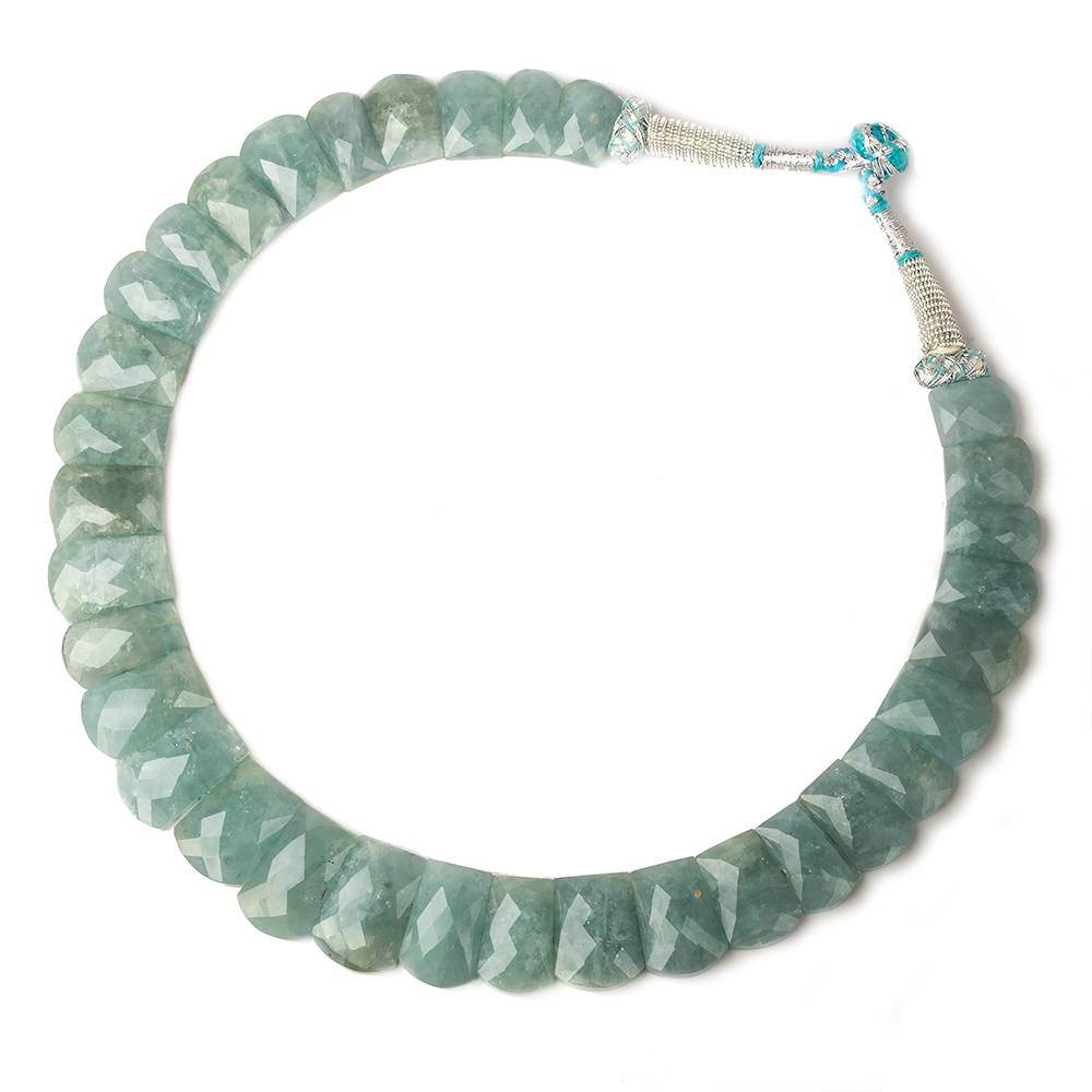 15x10-21x14mm Milky Aquamarine double drilled faceted fancy shape collar 33 beads (ONLINE ORDER ONLY)