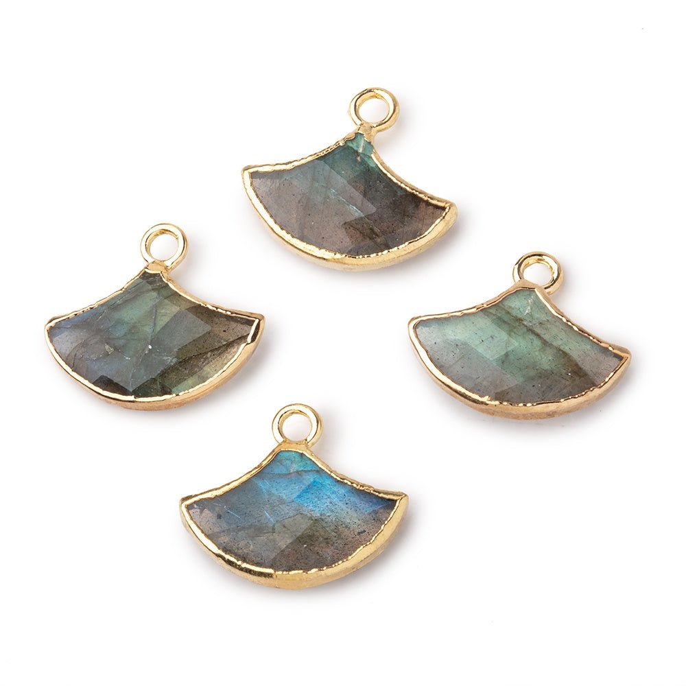 15x10mm Gold Leafed Labradorite Faceted Fan Focal Pendant 1 piece (ONLINE ORDER ONLY)