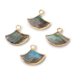 15x10mm Gold Leafed Labradorite Faceted Fan Focal Pendant 1 piece (ONLINE ORDER ONLY)