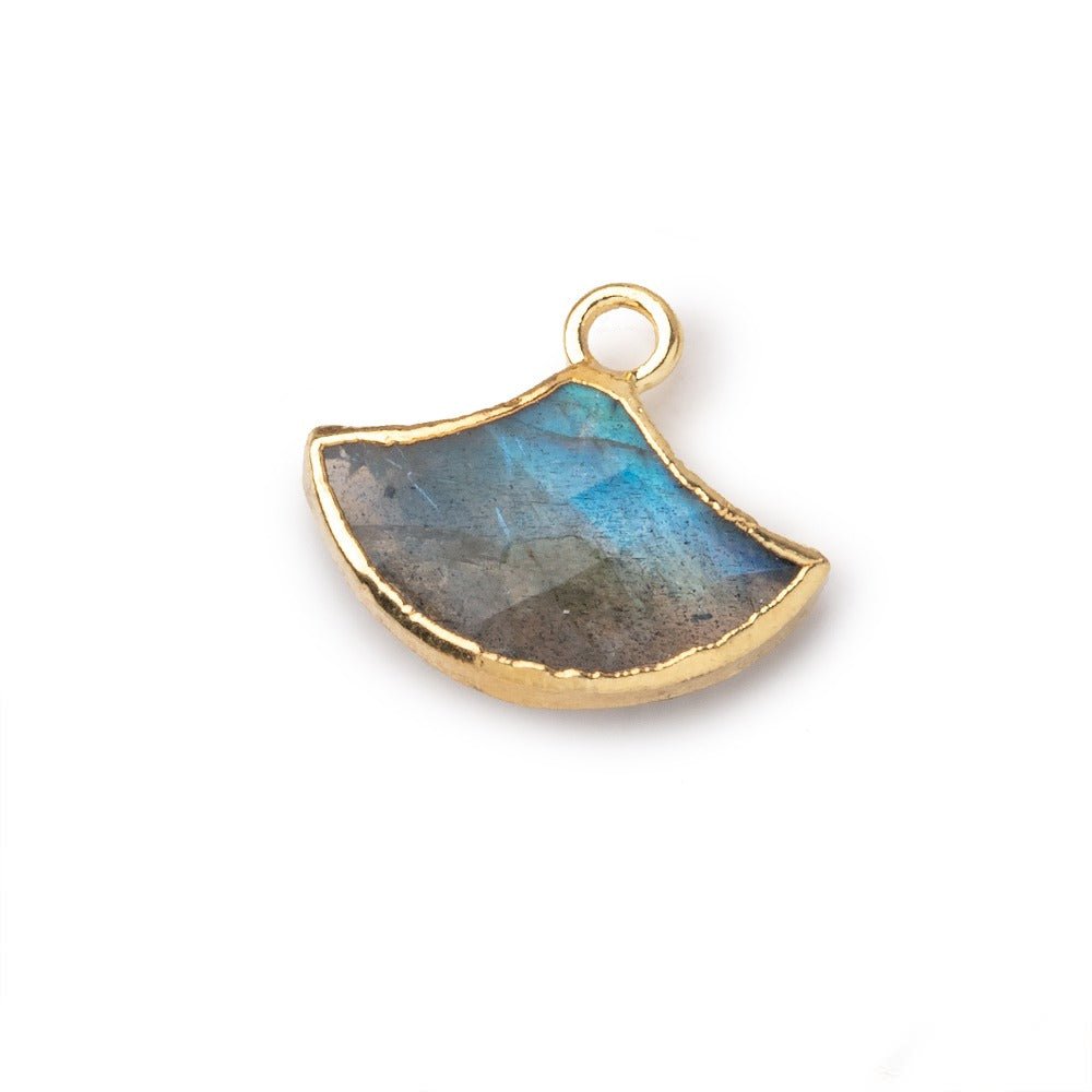 15x10mm Gold Leafed Labradorite Faceted Fan Focal Pendant 1 piece (ONLINE ORDER ONLY)