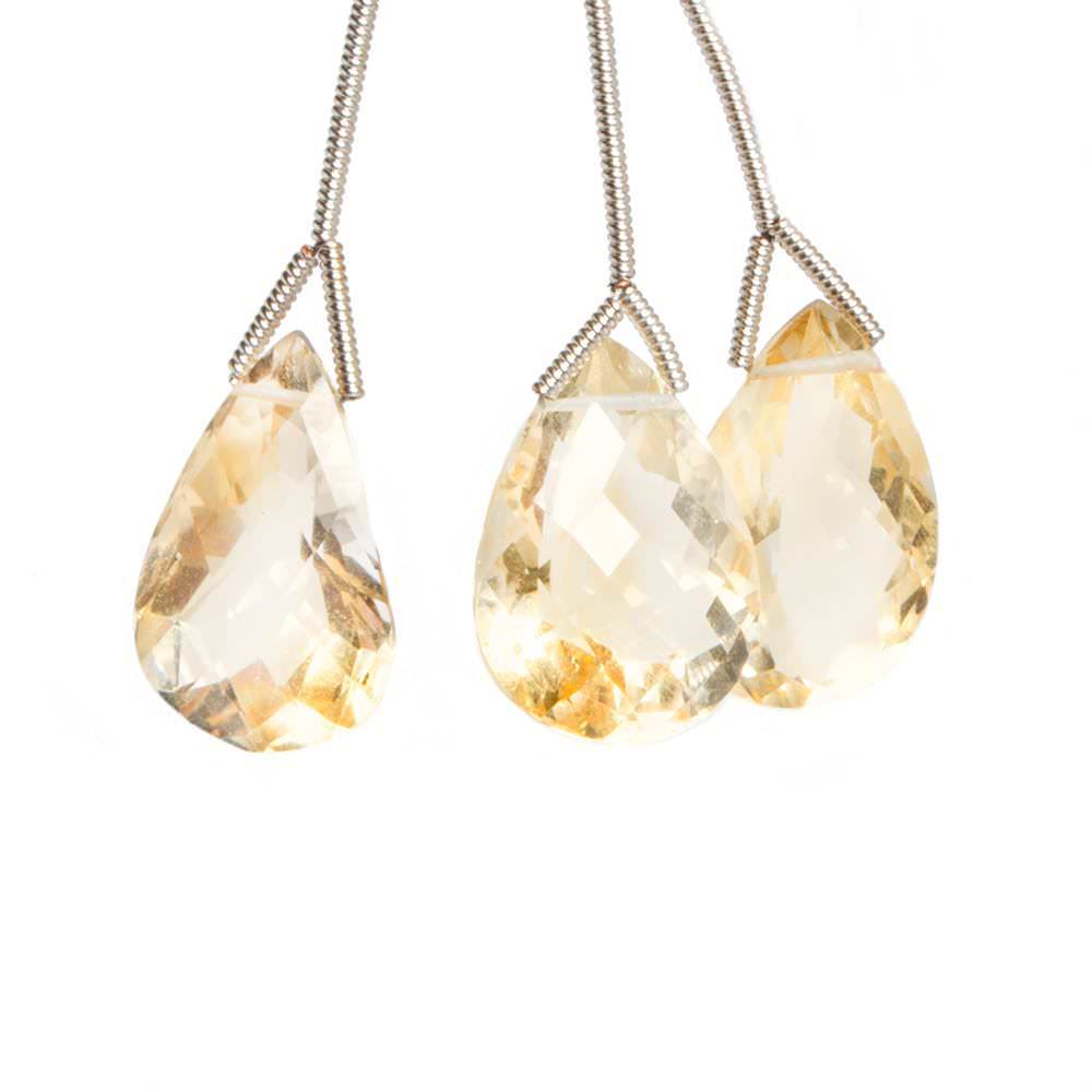 15x11-17x11mm Citrine Pavilion Faceted Pear Focal Bead Set of 3 (ONLINE ORDER ONLY)
