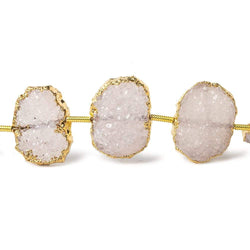 15x11-17x12mm Gold Leafed Petal Pink Drusy side drilled Slices 8 inch 10 beads (ONLINE ORDER ONLY)