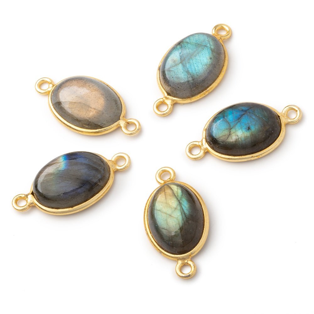 15x11mm Vermeil Bezel Labradorite Oval Cabochon 1 Connector (ONLINE ORDER ONLY)