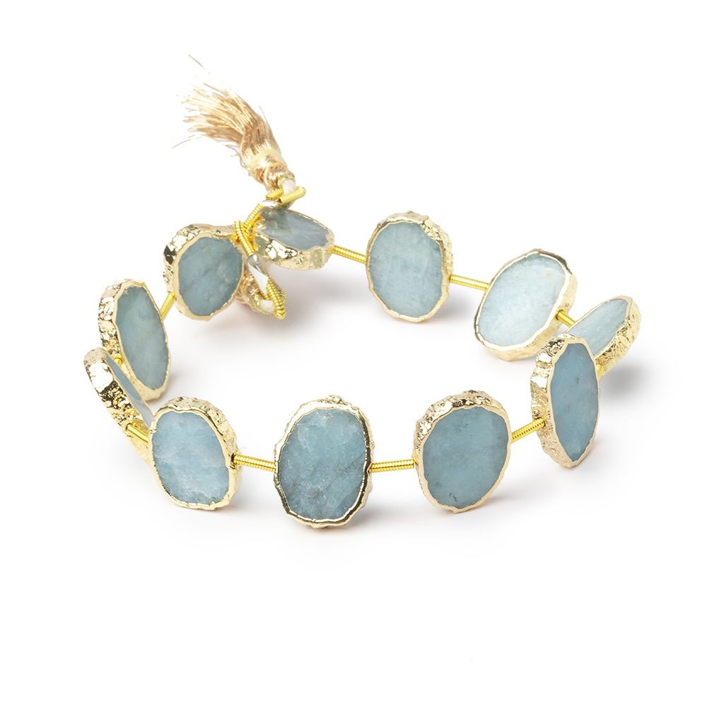 15x12-17x13mm Gold Leaf Aquamarine Plain Slice Strand 11 Beads (ONLINE ORDER ONLY)