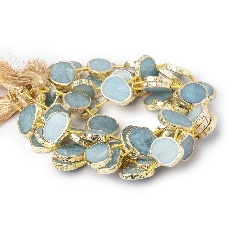 15x12-17x13mm Gold Leaf Aquamarine Plain Slice Strand 11 Beads (ONLINE ORDER ONLY)