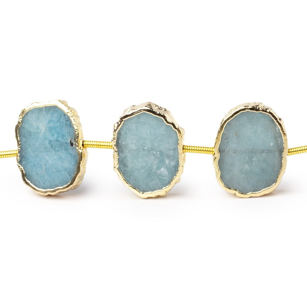 15x12-17x13mm Gold Leaf Aquamarine Plain Slice Strand 11 Beads (ONLINE ORDER ONLY)