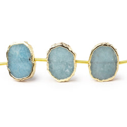 15x12-17x13mm Gold Leaf Aquamarine Plain Slice Strand 11 Beads (ONLINE ORDER ONLY)