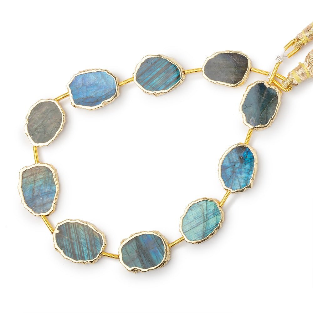 15x12-17x13mm Gold Leaf Labradorite Plain Slice Strand 10 Beads (ONLINE ORDER ONLY)