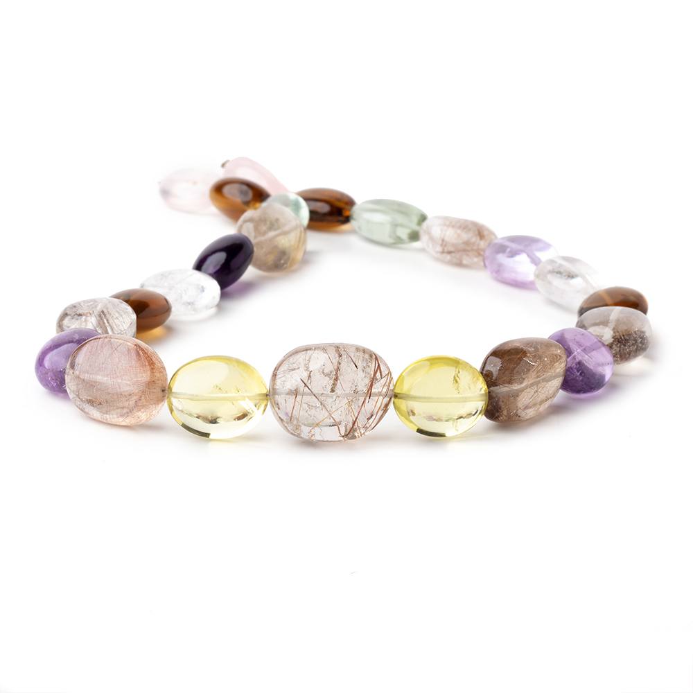 15x12-21x17mm Multi Gemstone Plain Oval Nuggets 15 inch 22 Beads (ONLINE ORDER ONLY)