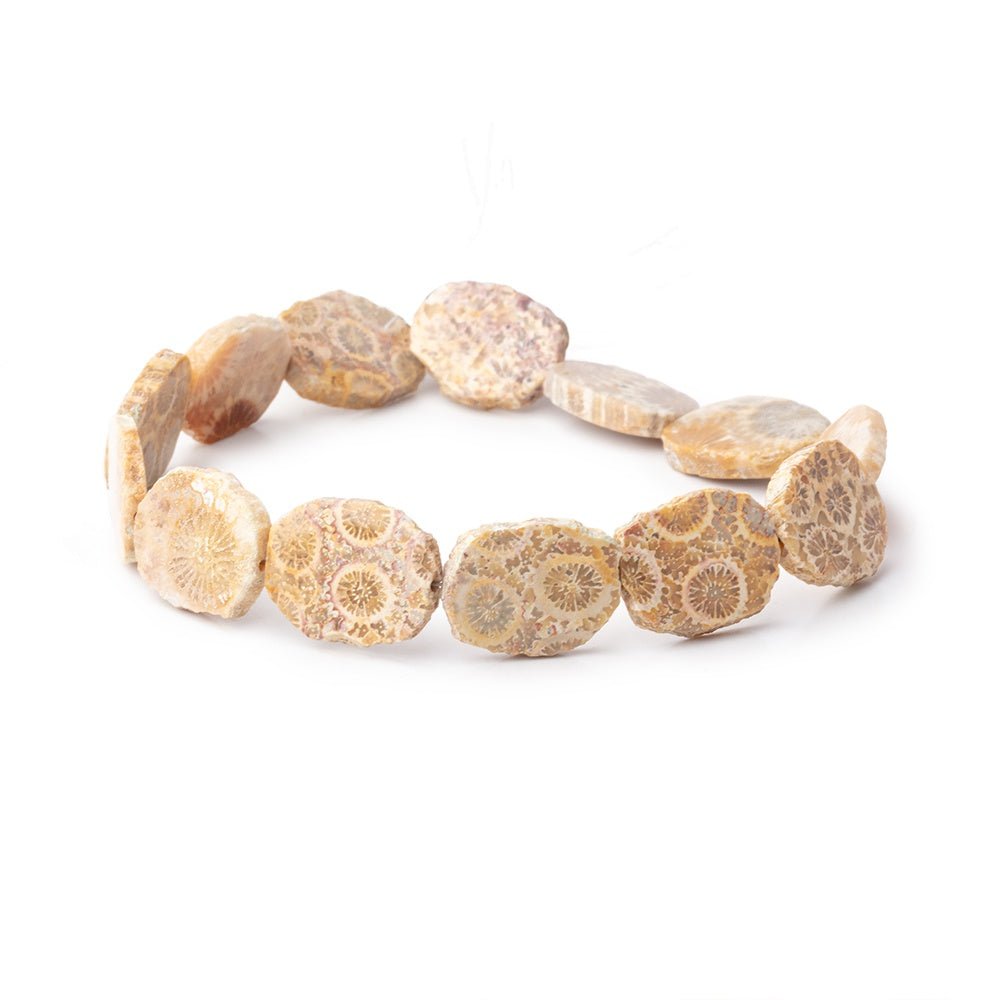 15x12mm Fossil Coral Straight Drilled Slice Beads 7.5 inch 12 pieces (ONLINE ORDER ONLY)